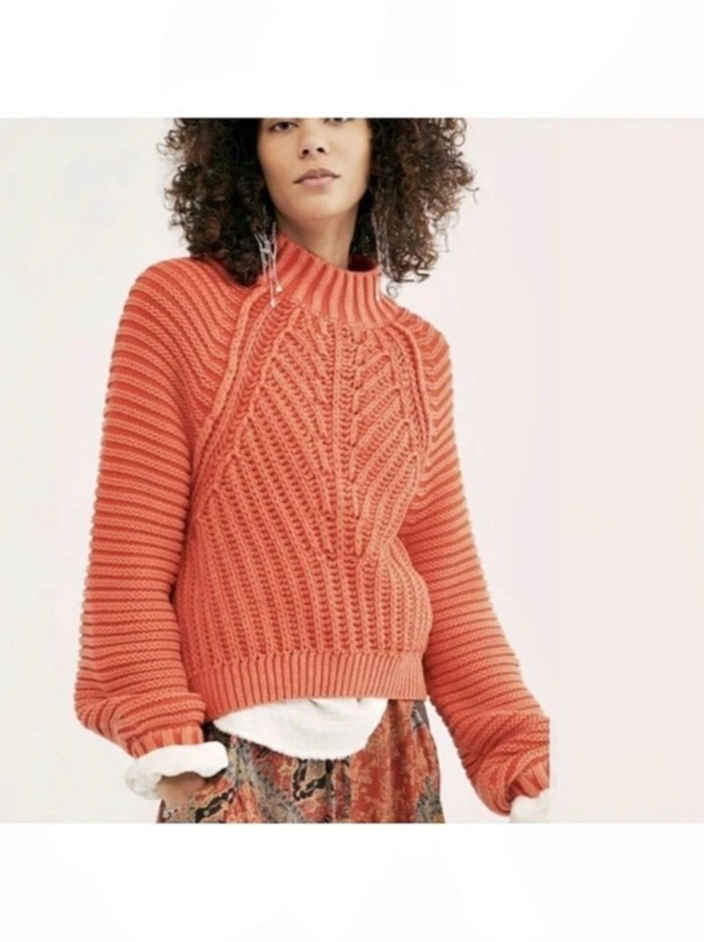 Free People Opal Rollneck Knit Sweater Orange Size xs